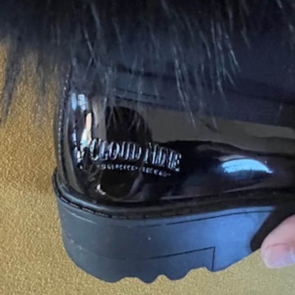 Cloud Nine Black Patent Leather Raccoon Fur Boots Sz 10 Quiet Luxury Wool - Picture 10 of 12